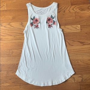 American Eagle Soft&Sexy White Tank with Flowers